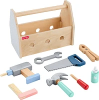 Fisher-Price Wooden Tool Box Set for Preschool Pretend Play, 9 Wood Pieces