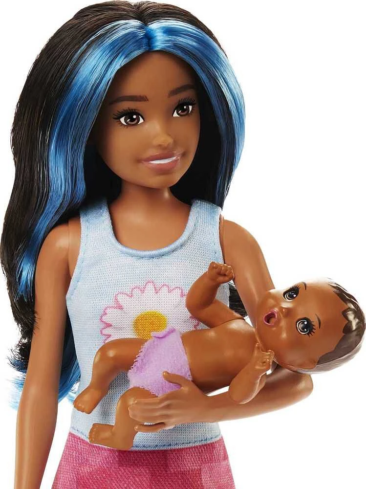 ​Barbie Skipper Babysitters Playset with Friend Doll, Baby Doll with Sleepy Eyes, Crib and Accessories