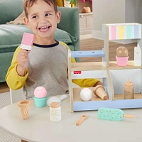 Fisher-Price Wooden Ice Cream Shop Set for Preschool Pretend Play, 18 Wood Pieces