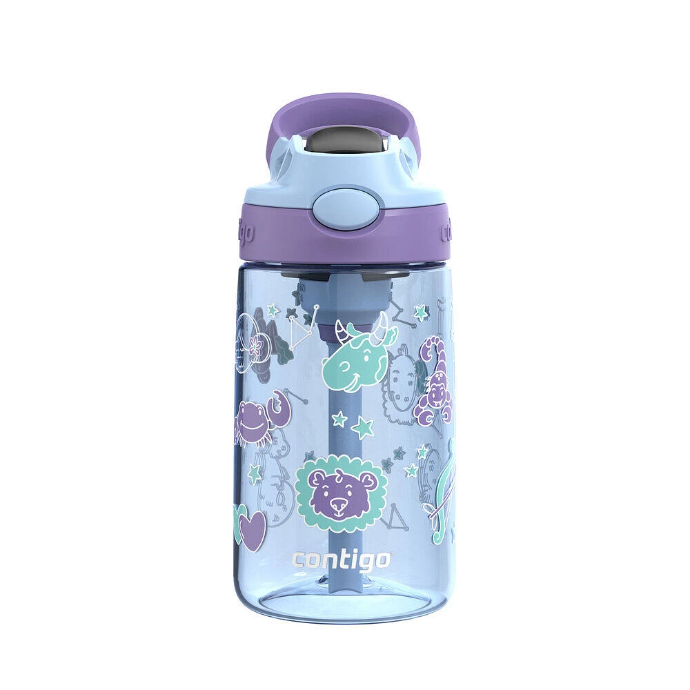 Contigo Aubrey Kids Leak-Proof Spill-Proof Water Bottle, Periwinkle Amethyst Zodiac, 14 oz