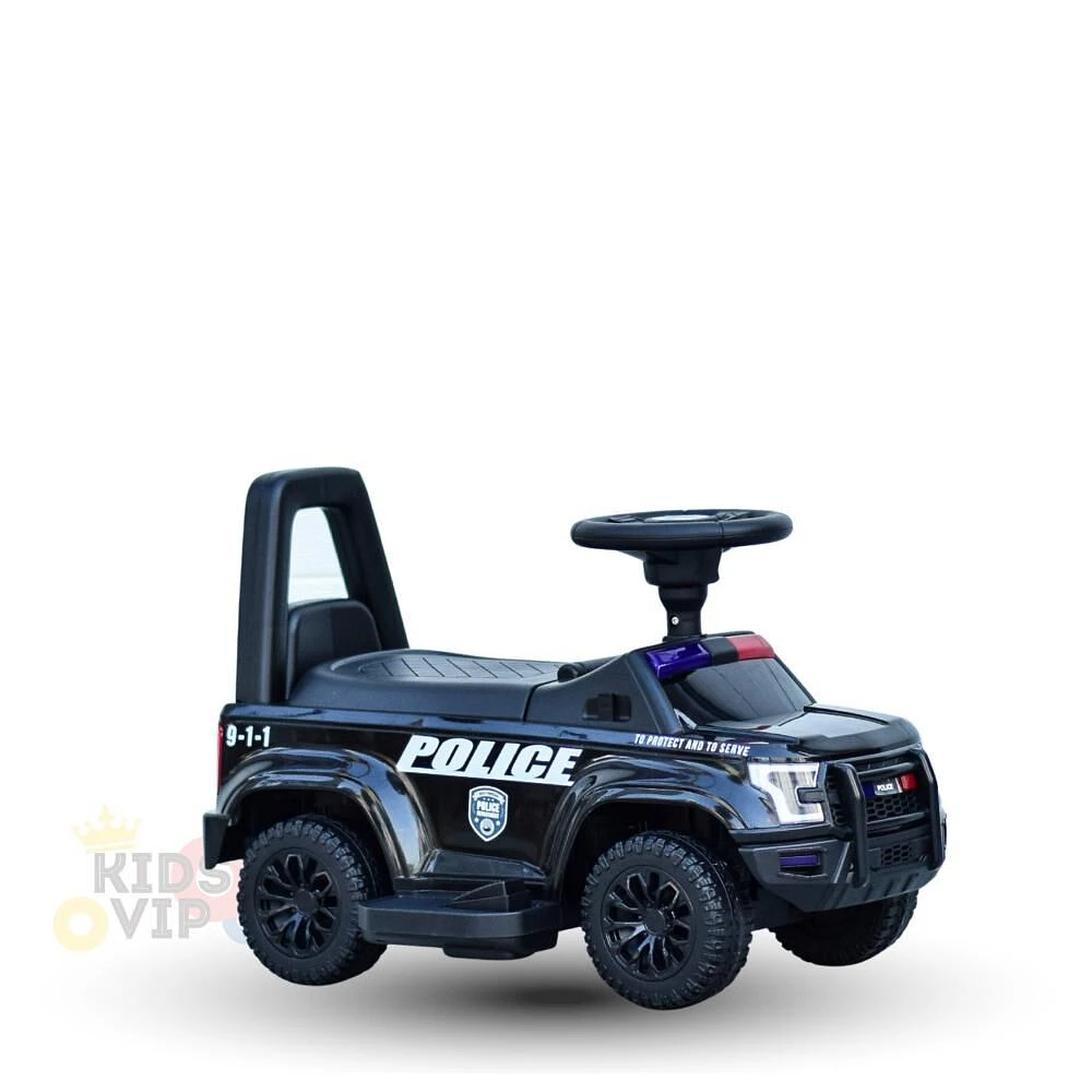KIDSVIP Voiture électrique 3 en 1 pour tout-petits, édition Police, 6 V, voiture électrique à pousser