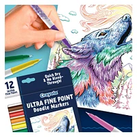 Marqueurs Doodle Markers à pointe ultra fine Crayola, jeu de 12