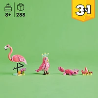 LEGO Creator Les animaux sauvages : Le flamant rose, Jouet d'animal, Se transforme en cacatoès ou en axolotl 31170