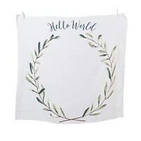 Lulujo -Baby's 1st Year Milestone Blanket Hello World Wreath