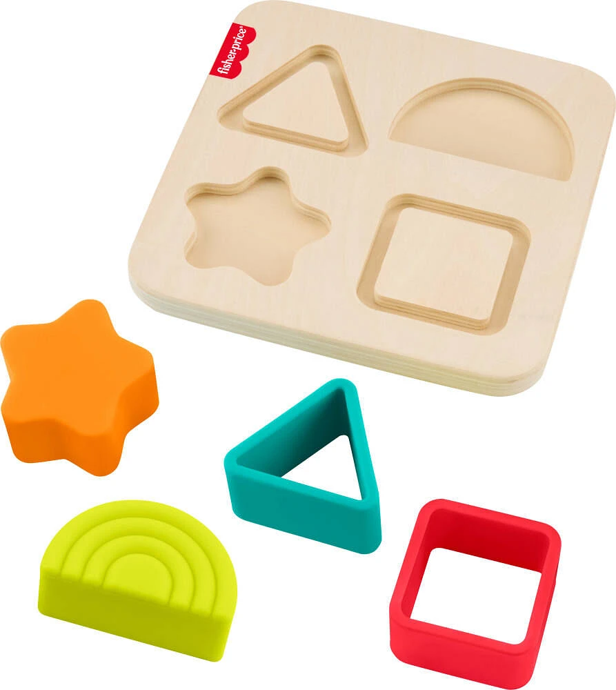 Fisher-Price Casse-tête en silicone et bois, tri, 5éléments