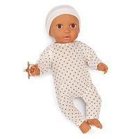 LullaBaby Baby Doll - Ivory Polka Dot Pajama Brown Eyes