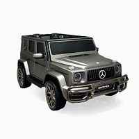 KIDSVIP Voiture 2 places à enfourcher Mercedes G Series 24V 4x4 Kids sous licence officielle avec roues en caoutchouc, musique, RC - gris mat