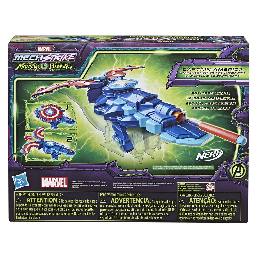 Marvel Avengers Mech Strike Monster NERF, Bouclier lance-projectile Captain America