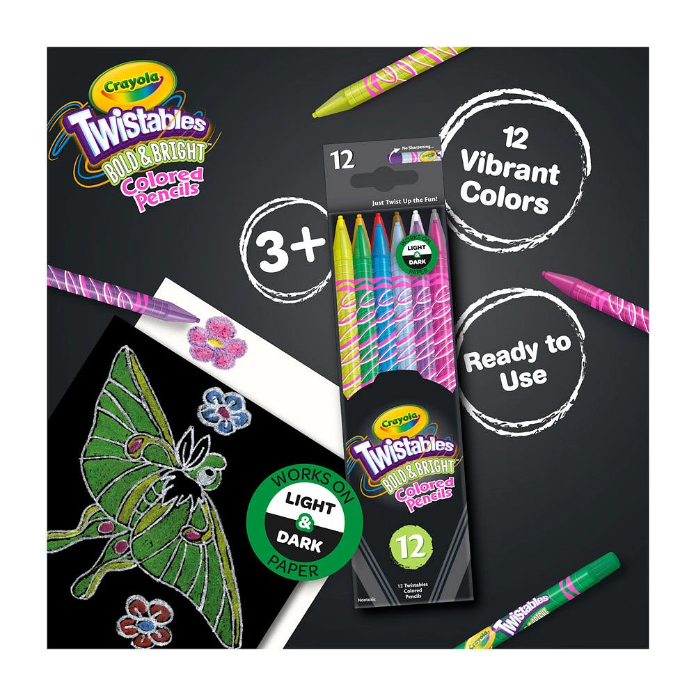 Crayons de couleur Twistables Bold and Bright Crayola, jeu de 12