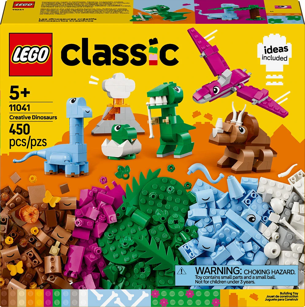 LEGO Classic Les dinosaures créatifs Ensemble de construction en briques assortis, Modèles de jeux imaginatifs pour enfants 11041