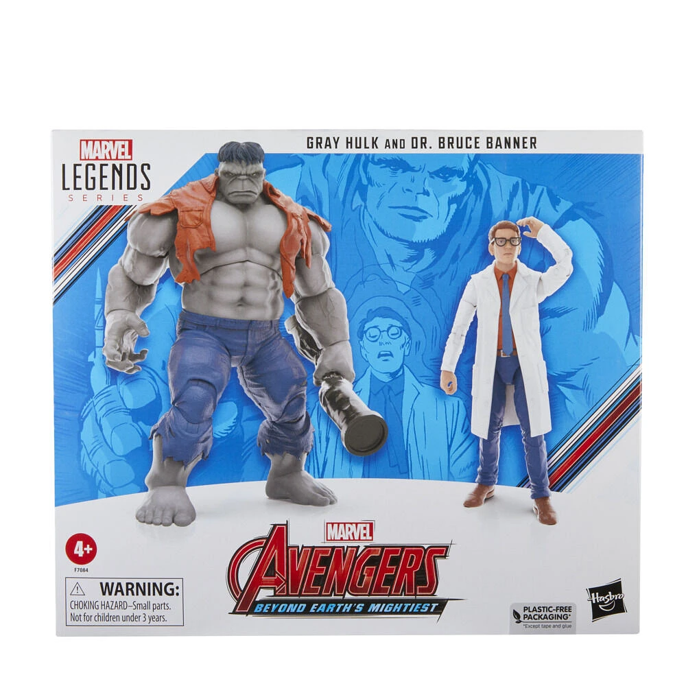 Hasbro Marvel Legends Series Gray Hulk and Dr. Bruce Banner, Avengers 60th Anniversary Collectible 6 Inch Action Figures