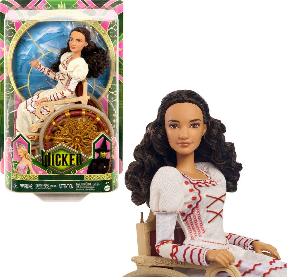 Mattel Universal Wicked Nessarose Fashion Doll & Accessories, Including Wheelchair, with Brown Curly Hair, Possibility & Removable Ballroom Look