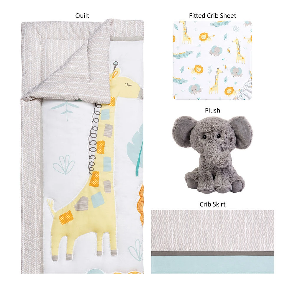 Sammy & Lou Jungle Pals 4 Piece Crib Bedding Set