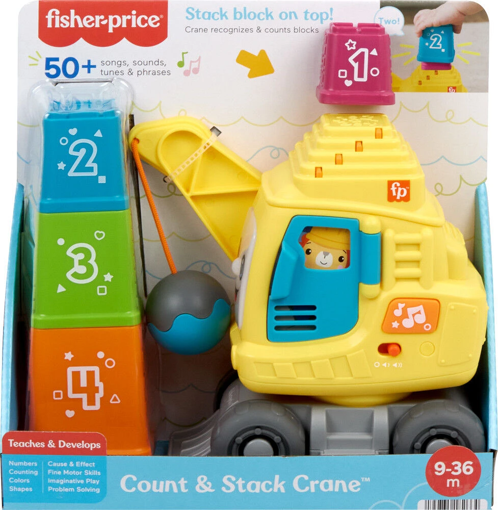 Fisher-Price Count & Stack Crane with Blocks, Lights & Sounds, Multi-Language Version