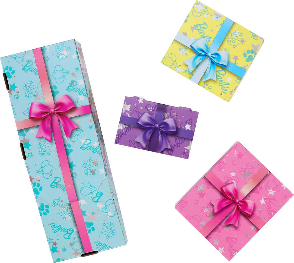 Barbie Party Unboxed Pet Birthday Series Doll & Accessories, Party Stars Set with 10 Surprises