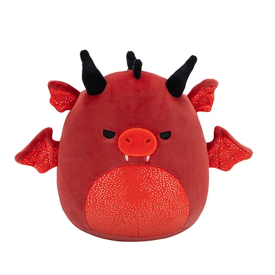 Peluche Squishmallows 7.5" - Salami le dragon rouge aux yeux furieux et au ventre étincelant