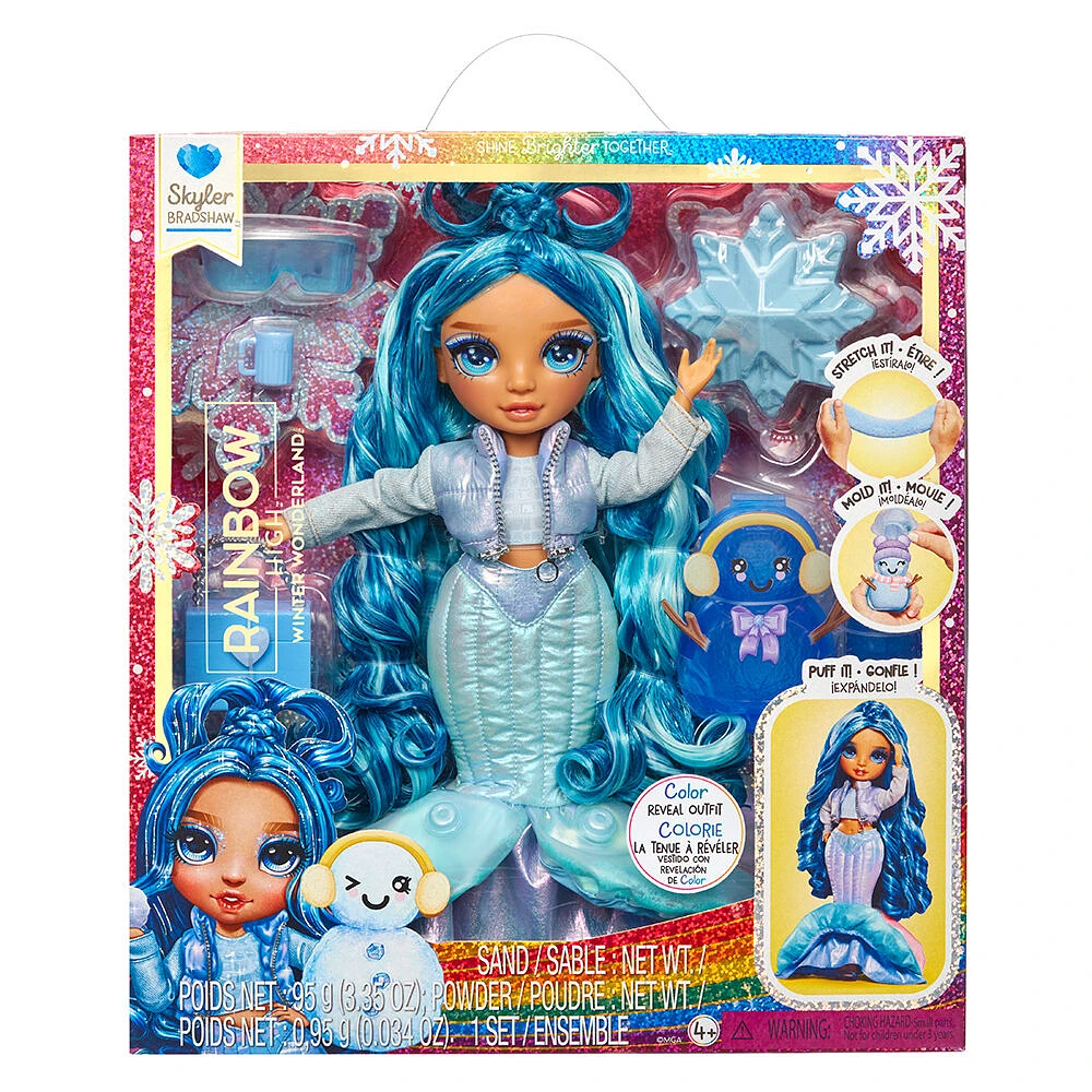 Rainbow High Winter Wonderland Skyler - poupée-mannequin bleue de 11 po (28 cm)