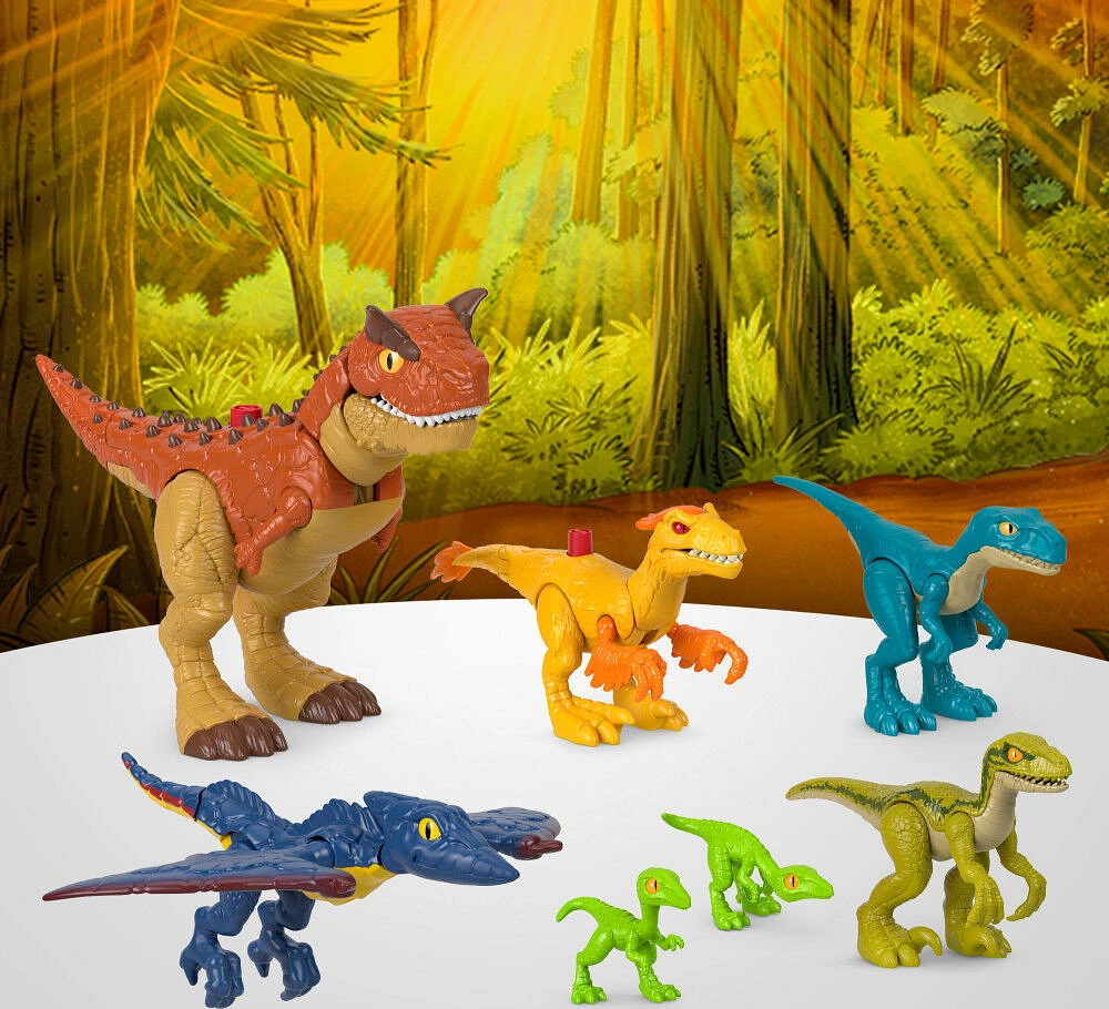 Imaginext Jurassic World Dinosaur Pack 7-Piece Figure Set for Preschool Kids