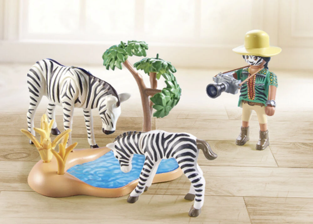 Playmobil - Wiltopia - Photographe avec déguisement et zèbres