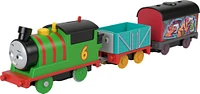 Thomas & Friends Graffiti Percy Motorized Toy Train Engine with Cargo Cars for Preschool Kids