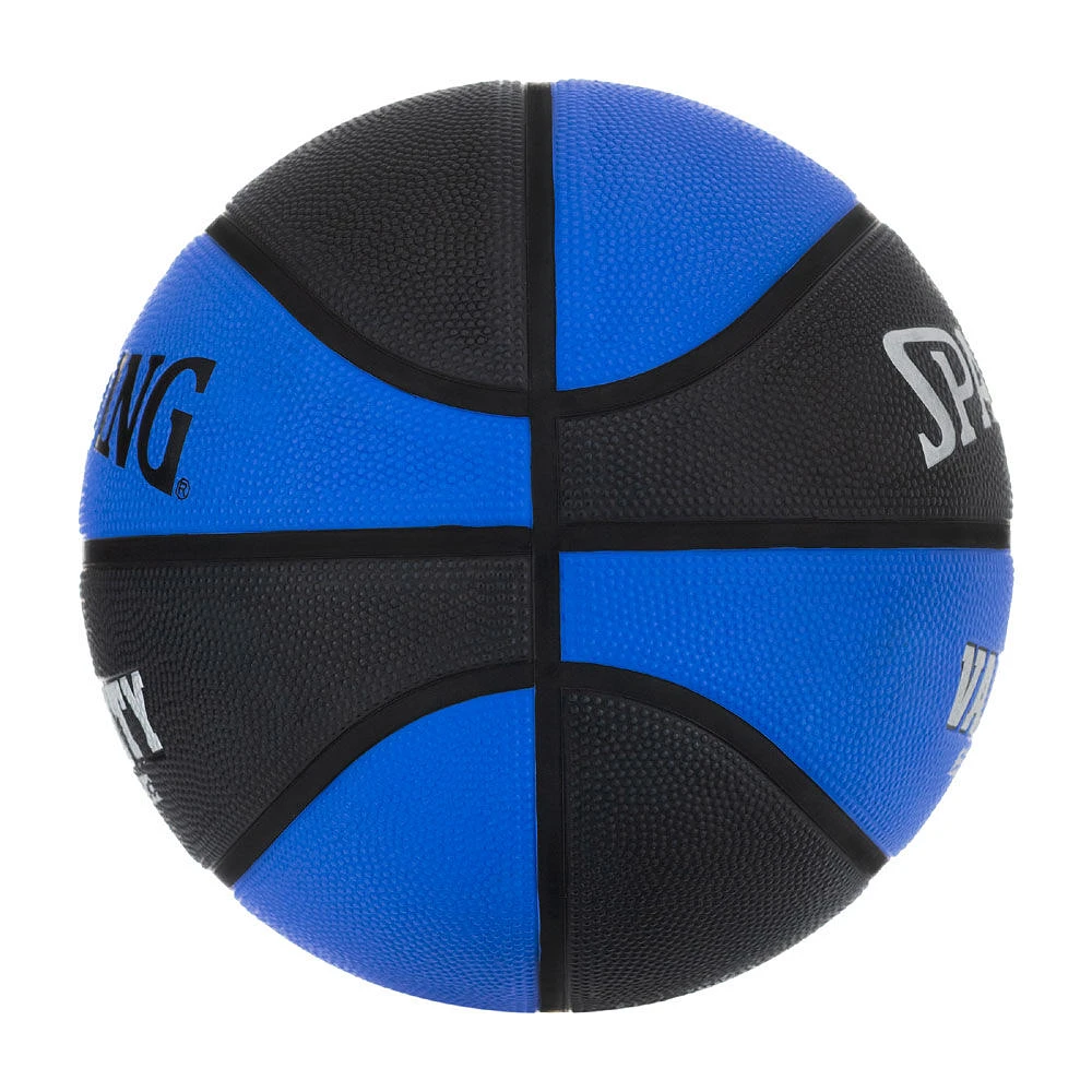 Ballon de basketball en caoutchouc pour toute surface Spalding Varsity, taille 6 (28-1/2 po), bleu/noir