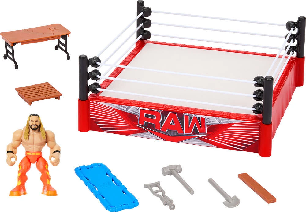 WWE Knuckle Crunchers Coffret de jeu Ring à rebonds et figurine