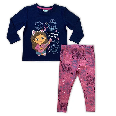 Gabby 2pc Set T-shirt à manches longues et legging - Marine - 2T