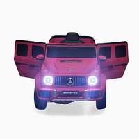 KIDSVIP Voiture 1 place pour enfants Mercedes G63 12V sous licence officielle avec roues en caoutchouc, musique, RC - rouge mat