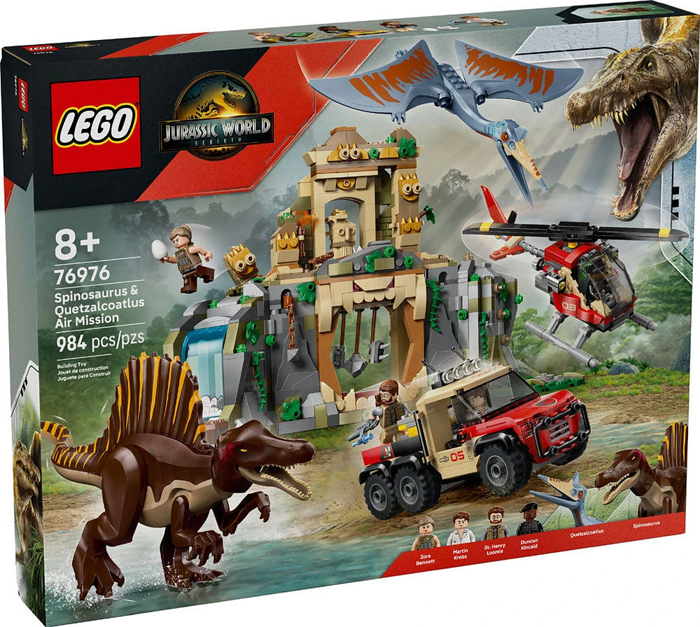 LEGO Jurassic World Mission Aérienne Spinosaure et Quetzalcoatlus, Jouet de Construction de Dinosaures pour Enfants 76976