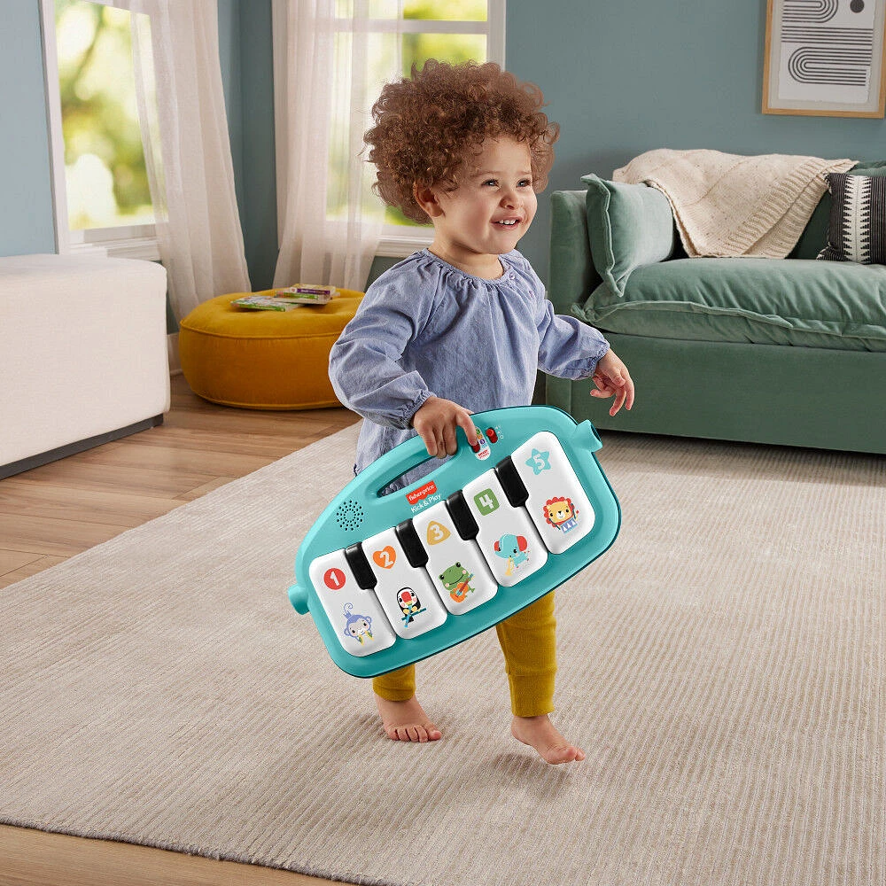 Fisher-Price Glow and Grow Kick & Play Piano Gym Baby Playmat with Musical Learning Toy