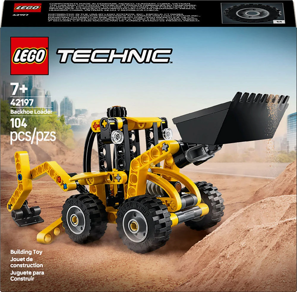 LEGO Technic Backhoe Loader Construction Toy - with Usable Back Digger, Scoop, & Outriggers - 42197