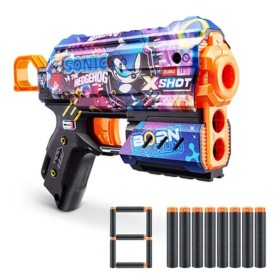 Pistola XSHOT Skins Flux - Sonic il Riccio Skin (8 dardi) di ZURU