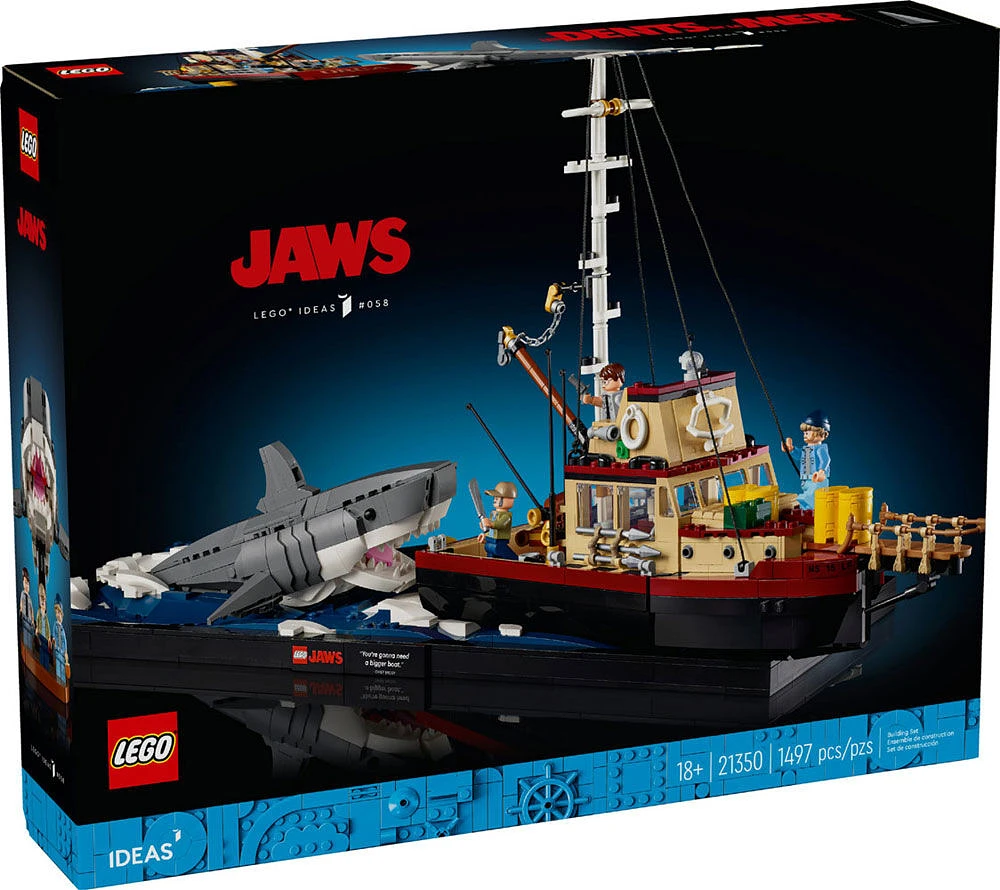 LEGO Ideas Les Dents de la mer, Ensemble de construction de requin, Ensemble de diorama pour adultes, Comprend le bateau Orca 21350