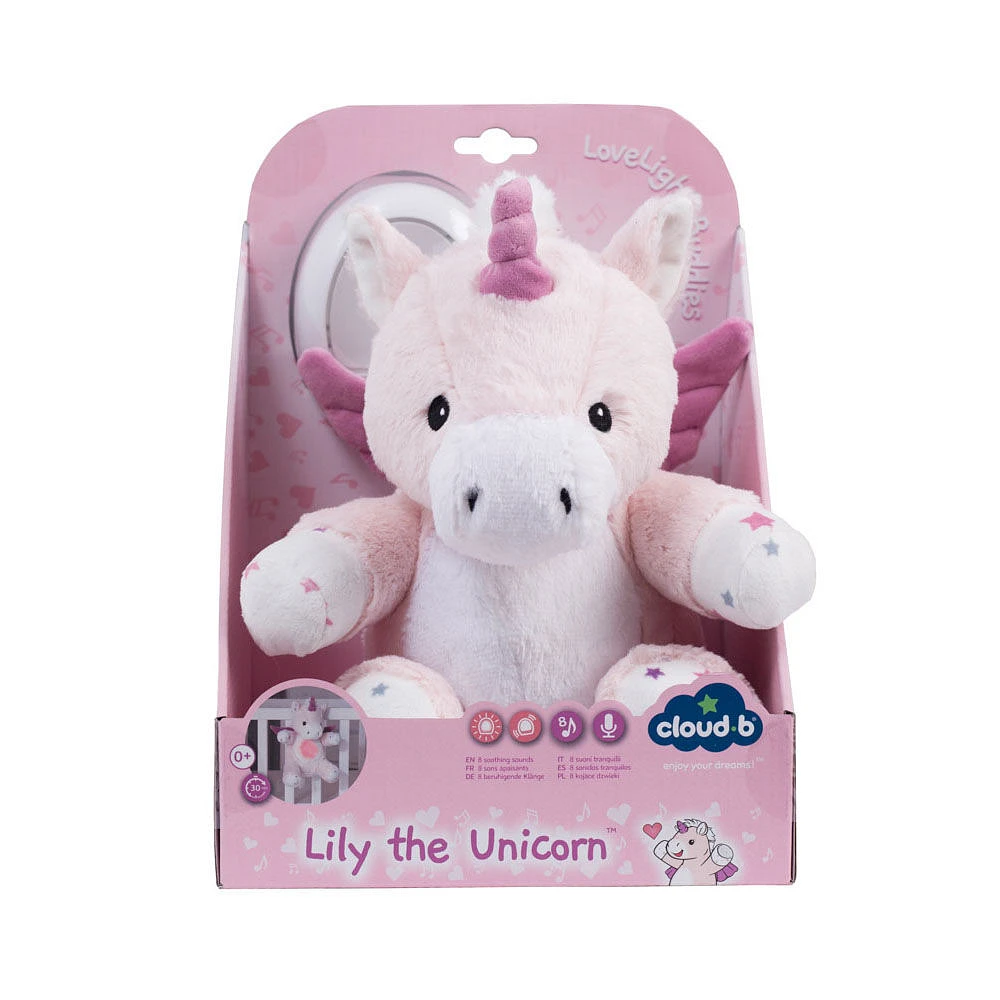 Cloud b Love Light Buddies Lily The Unicorn Multisensory Plush W/Light and Soothing Sounds