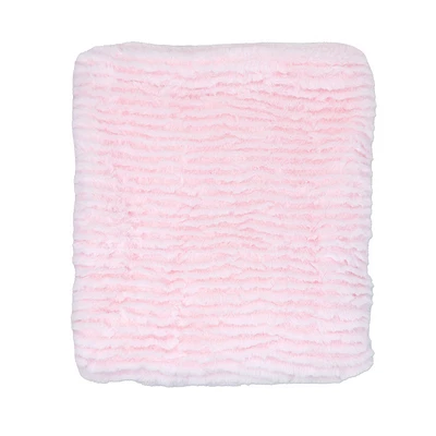 Signature Mode Bébé  Couverture en peluche striée : rose