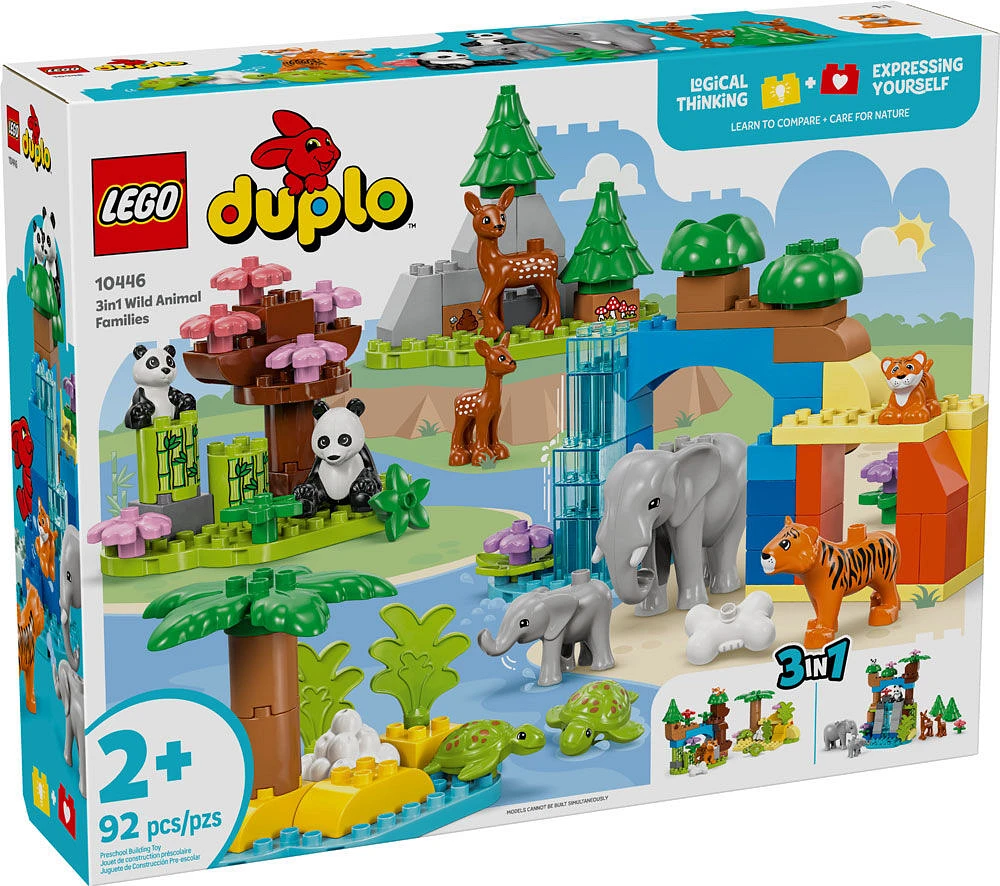 LEGO DUPLO Town 3 in 1 Wild Animal Families Building Toy Playset - Preschool Learning Toy - 10446