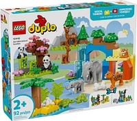 LEGO DUPLO Ma ville Familles d'animaux sauvages 3-en-1, Jouet d'apprentissage pour tout-petits avec 10 figurines d'animaux 10446