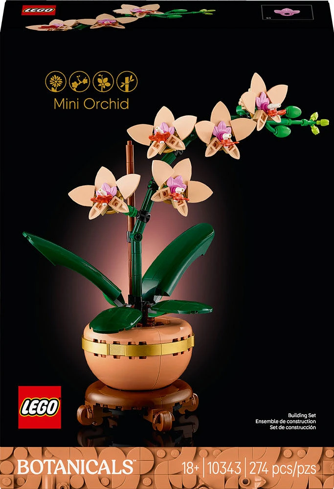 LEGO Botanique L'orchidée miniature, Cadeau botanique, Ensemble de construction de décoration intérieure pour adultes 10343