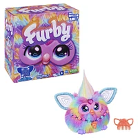 Furby Tie Dye, 15 accessoires, peluche interactive, animatronique activé par la voix - Édition anglaise