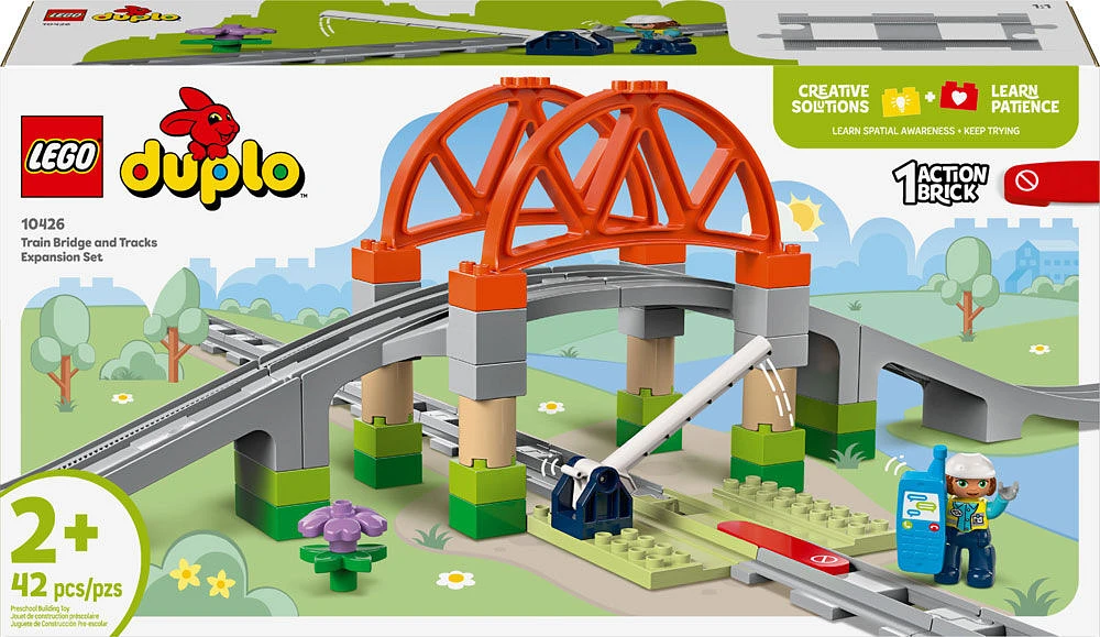 LEGO DUPLO Town Train Bridge and Tracks Expansion Set - 10 Extra Pieces of Train Tracks - 10426