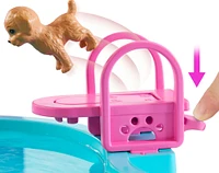 Barbie Dream Pool Playset with Slide & Bubbling Hot Tub, 20+ Accessories Including Pet, Floaties & More