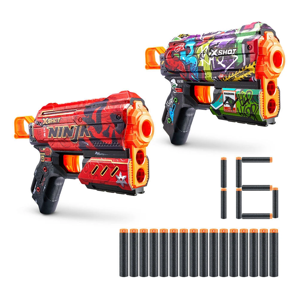 Zuru X-Shot Skins Flux Dart Blaster avec 16 fléchettes (lot de 2)