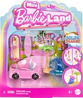 Barbie Mini BarbieLand Doll & Vehicle Set with 1.5-inch Doll & Beach Convertible with Color-Change