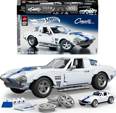 Mattel Brick Shop Hot Wheels Corvette Grand Sport Building Toy Kit (918 Pieces), for Collectors