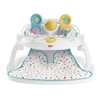 Fisher-Price Deluxe Sit-Me-Up Floor Seat Portable Baby Chair with Toy Bar, Rainbow Sprinkles