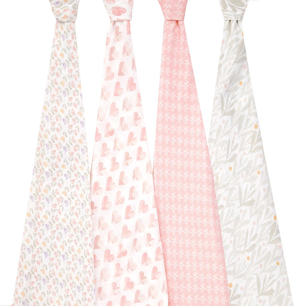 Aden + Anais Essentials 4-Pack Muslin Swaddle Piece of My Heart