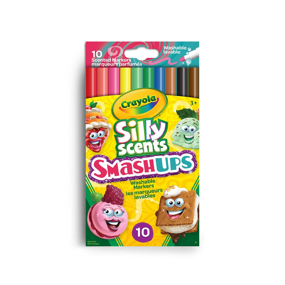 Marqueurs lavables fins Silly Scents Smash-Ups, boîte de 10