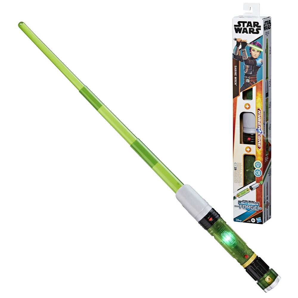 Star Wars Lightsaber Forge Kyber Core Sabine Wren, Green Customizable Electronic Lightsaber