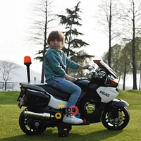 KidsVip 24V Police Motorcycle Black - English Edition