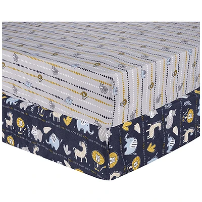 Sammy & Lou 2-Pack Microfiber Fitted Crib Sheet Set  - Zambia